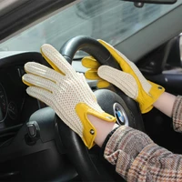 fashion accessories men leather gloves breathable new summer driving motorcycle male unlined thin knitting mittens