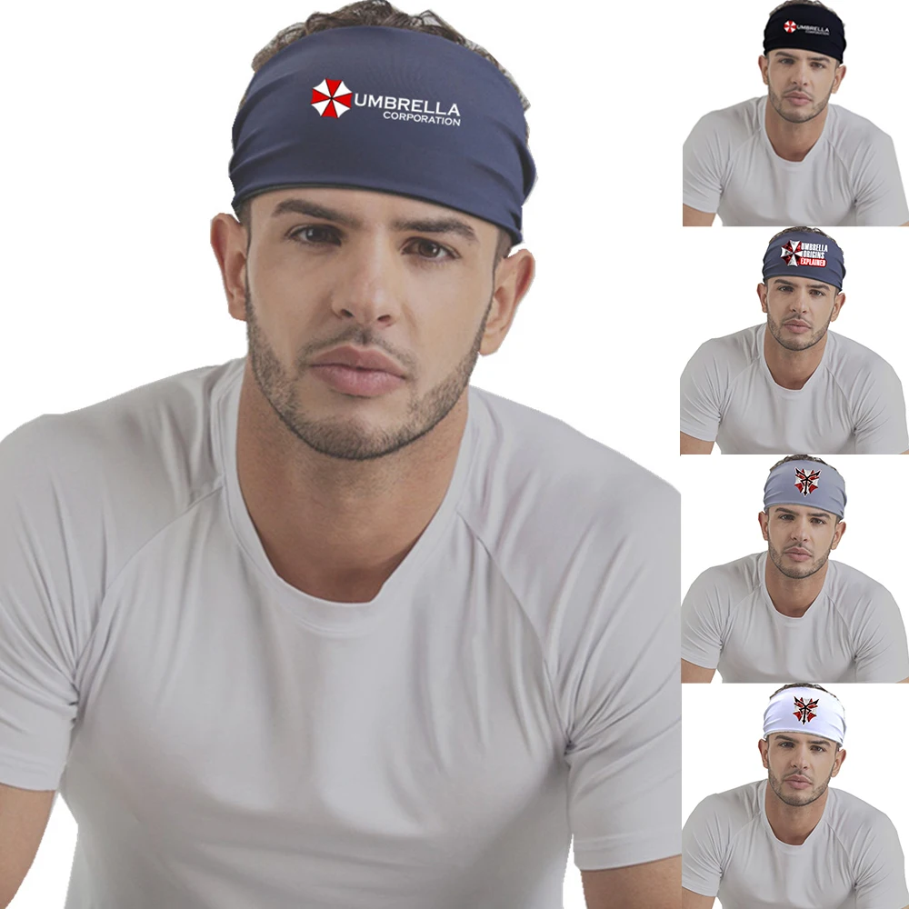 

Umbrella Corporation Men Sports Yoga Hair Sweat Wicking Running Fitness Headbands Stretch Headscarf Solid Color Hair Belt