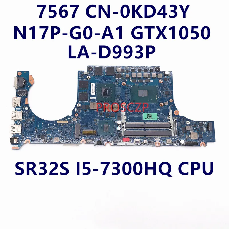 Оригинальная материнская плата для ноутбука dell Inspiron 15 7567 P65F BBV00/10 CN-0JG23N W/CN-0KD43Y GTX1050