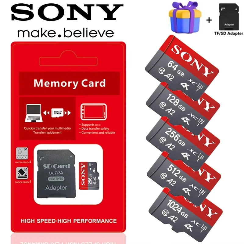 Фото Оригинальная карта памяти Sony 1TB 512GB 256GB 128GB 64GB A2 V60 Micro SD, высокоскоростная SD/TF карта для телефонов Xiaomi и камер. №1