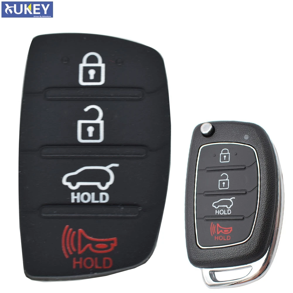 

Автомобильный резиновый коврик для ключей Hyundai Tucson Santa fe/ ix45 Sonata i40, 4-кнопочный ремонтный корпус автомобильного ключа, сменный чехол для брелока, кожа