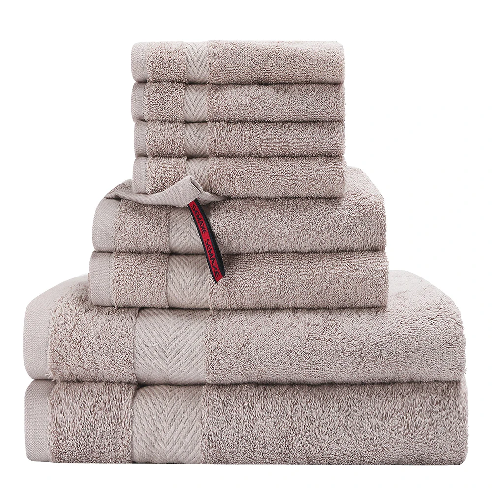 100 cotton bath towel set high qualitysoft and super absorbenthand towelwashcloth for family bathroom set8 piecestowel set free global shipping