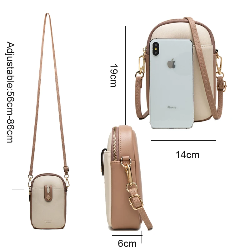 Cell Phone Crossbody Bags for Women Soft Pu Leather Mini Shoulder Messenger Phone Bag Female Fashion Brand Designer Lady Purse