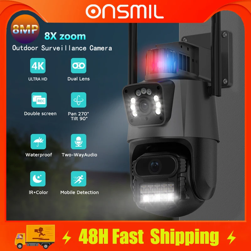 

Outdoor Security Protection Camera WiFi IP Camera Full Color Night Vision Dual Lens Dual Screen Surveillance Cameras Smart Home