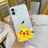 pokemon cartoon cute case for iphone 12 13 pro max mini 11 pro max x xr xs max se2020 8 7 6 6s plus transparent shockproof cover
