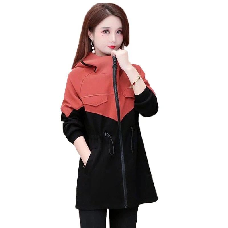 

Spring Autumn Trench Coats Overcoat Female Clothing 2022 New Slim Casual Hooded Zipper Outerwear Tops Women's Windbreaker Jacket