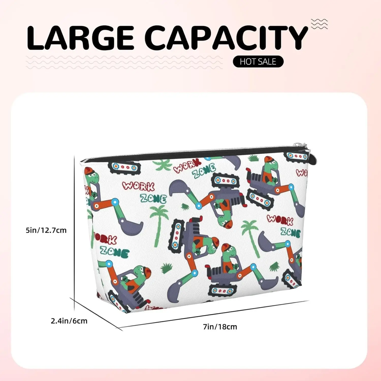 Динозавр на экскаваторе2 женская косметичка дорожный размер туалетные