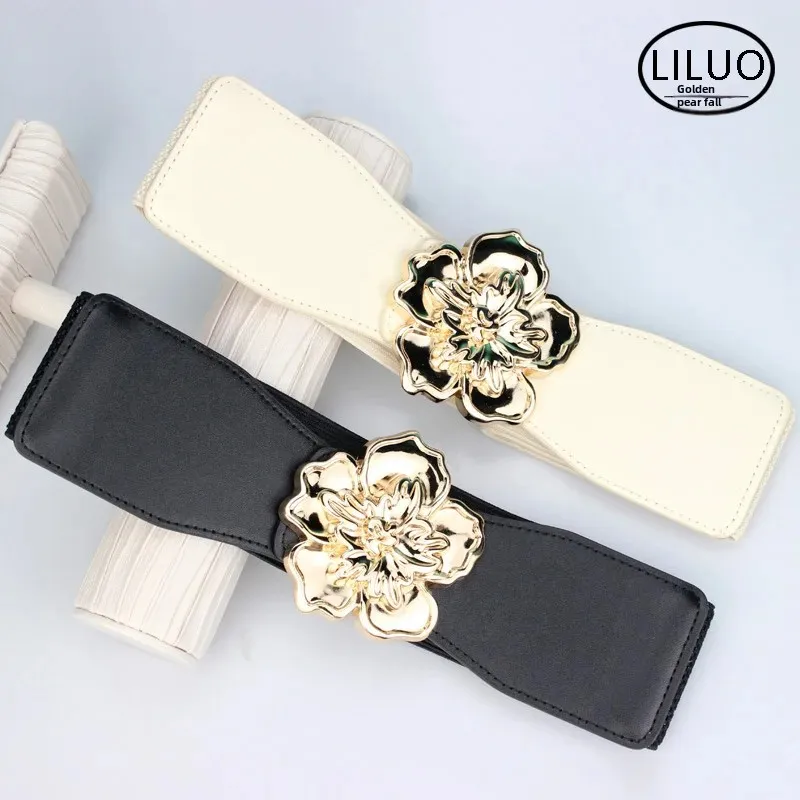 Широкий эластичный пояс с цветочным украшением для платья пальто пуховика