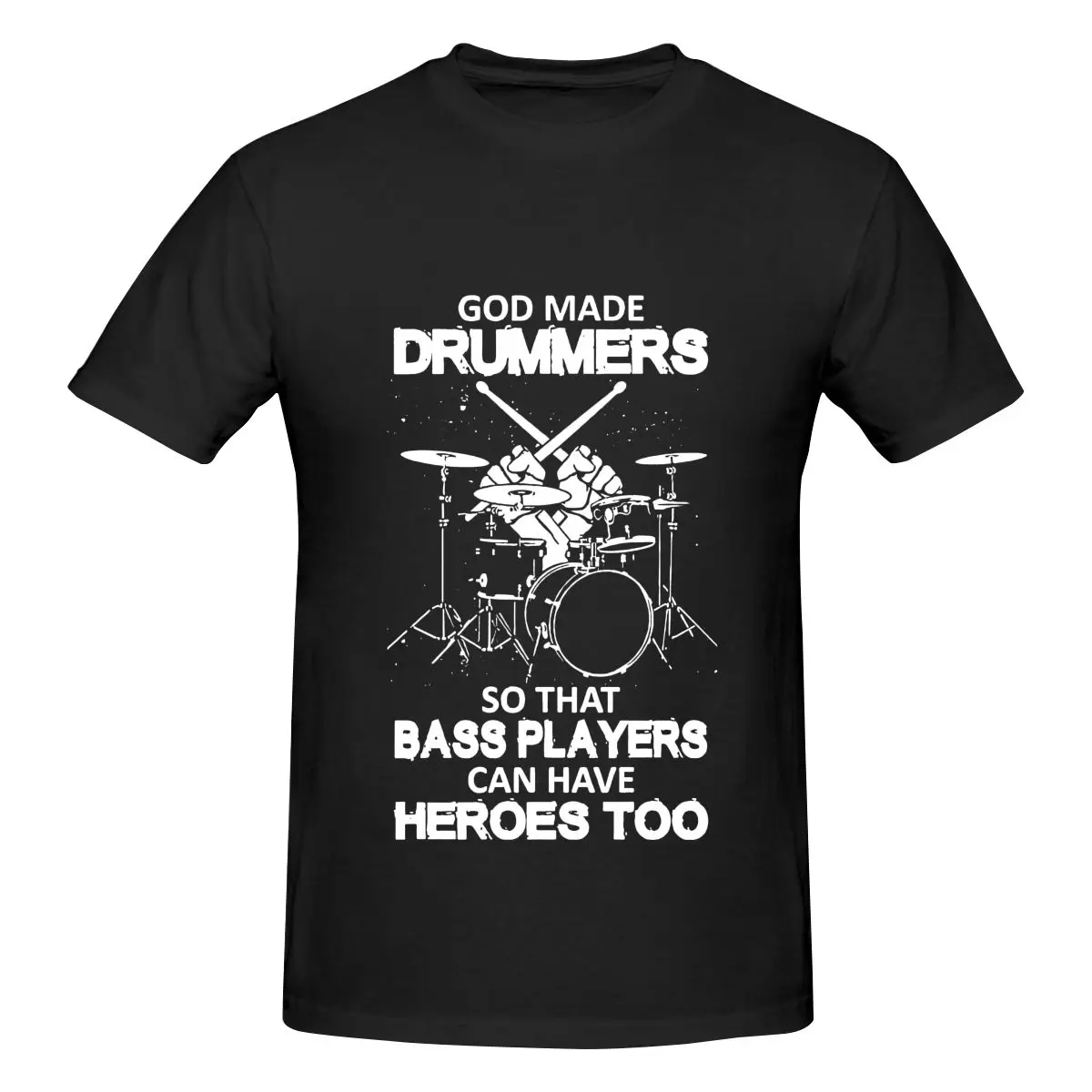 

God Made Drummers So That Bass Vintage Washed Harajuku Print Tops Tees Retro Short Sleeve Oversize Summer