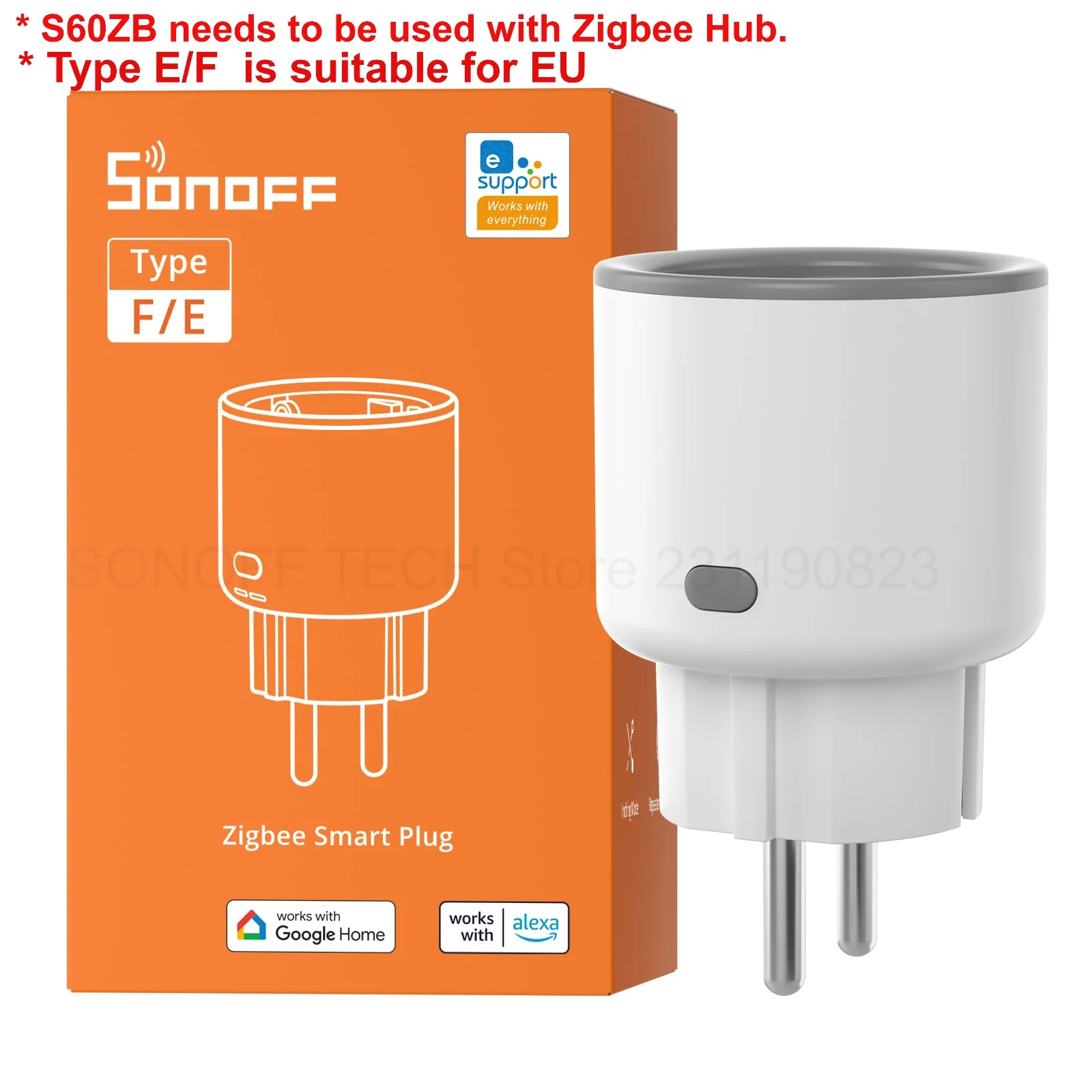 

SONOFF S60ZB Белый Зумный розетка Zigbee