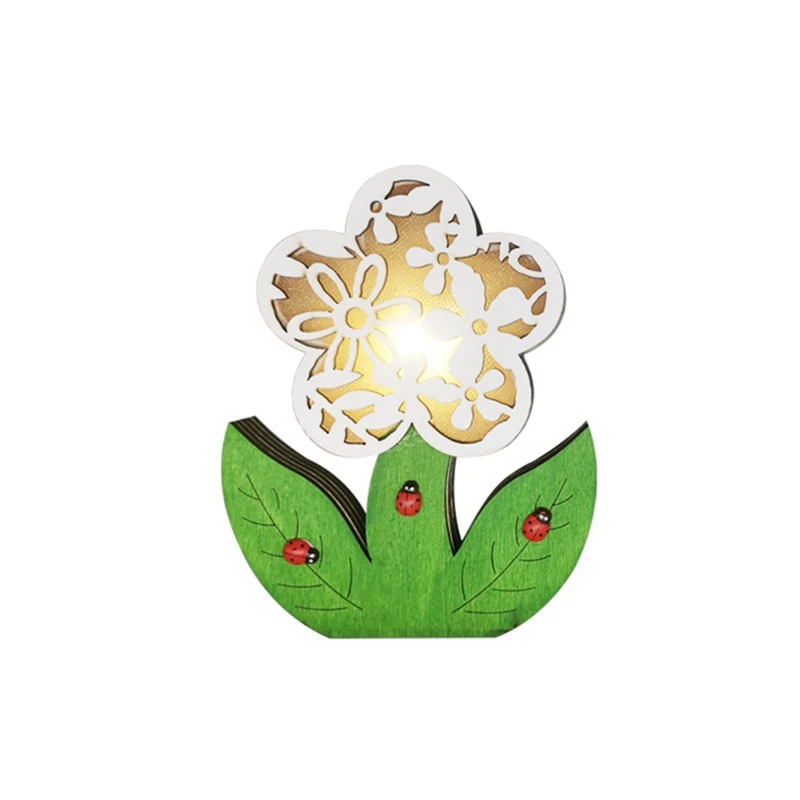 

Easter Decoration For Home Wooden Easter Flower LED Light Easter Craft Easter Flower Ornament Decor Easter Flower Lamp
