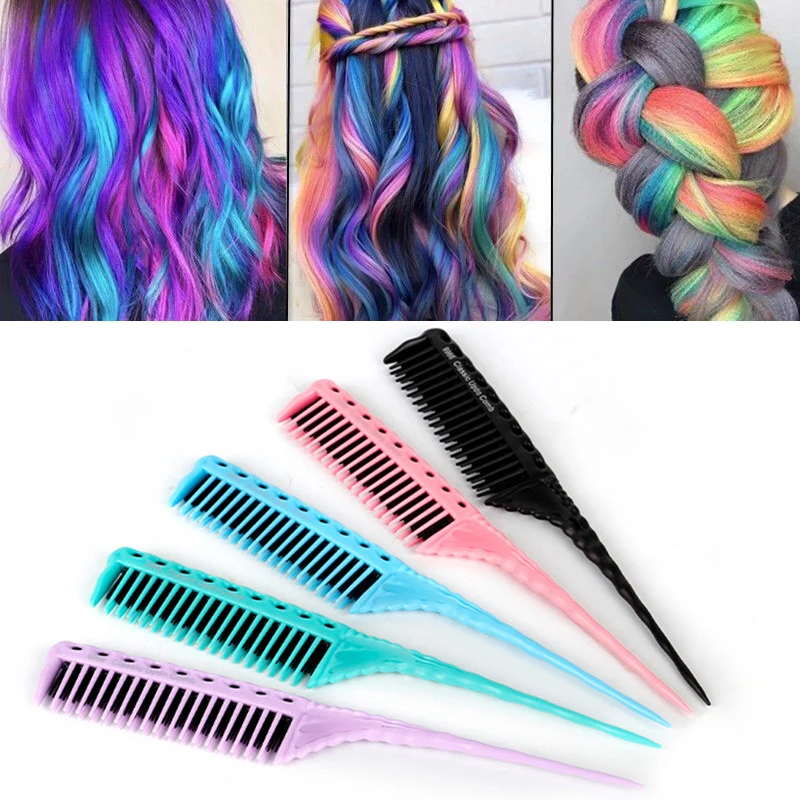 

Professional Hair Dyeing Comb Plastic Pointed Tail Comb Salon Hair Dyeing Modeling Tool Three Row Teeth Hairdressing Combs