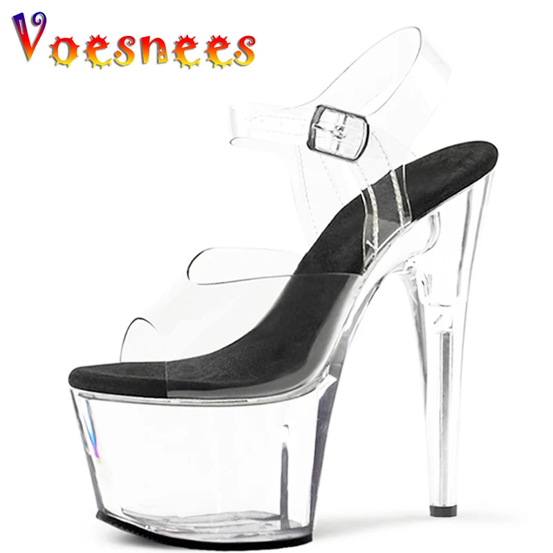 

Shoes For Women High Heels Stripper Clear Shoes Women Pole Dance Pumps Thin Heel Sexy Transparent Platform 17 20 CM Heels Sandal