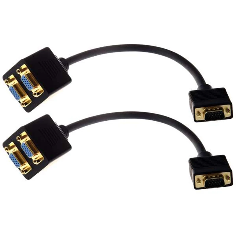 

2X Video Splitter :VGA(HD15) M To VGA(HD15) F X 2 (1 PC To 2 Monitors)