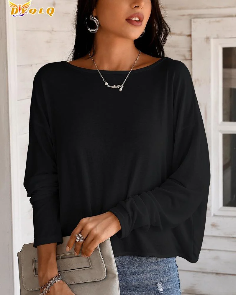 

2022 Autumn Spring Women Fashion Elegant Sexy Long Sleeve Ladies Open Back Top Solid Beaded Strap Backless Twisted Top