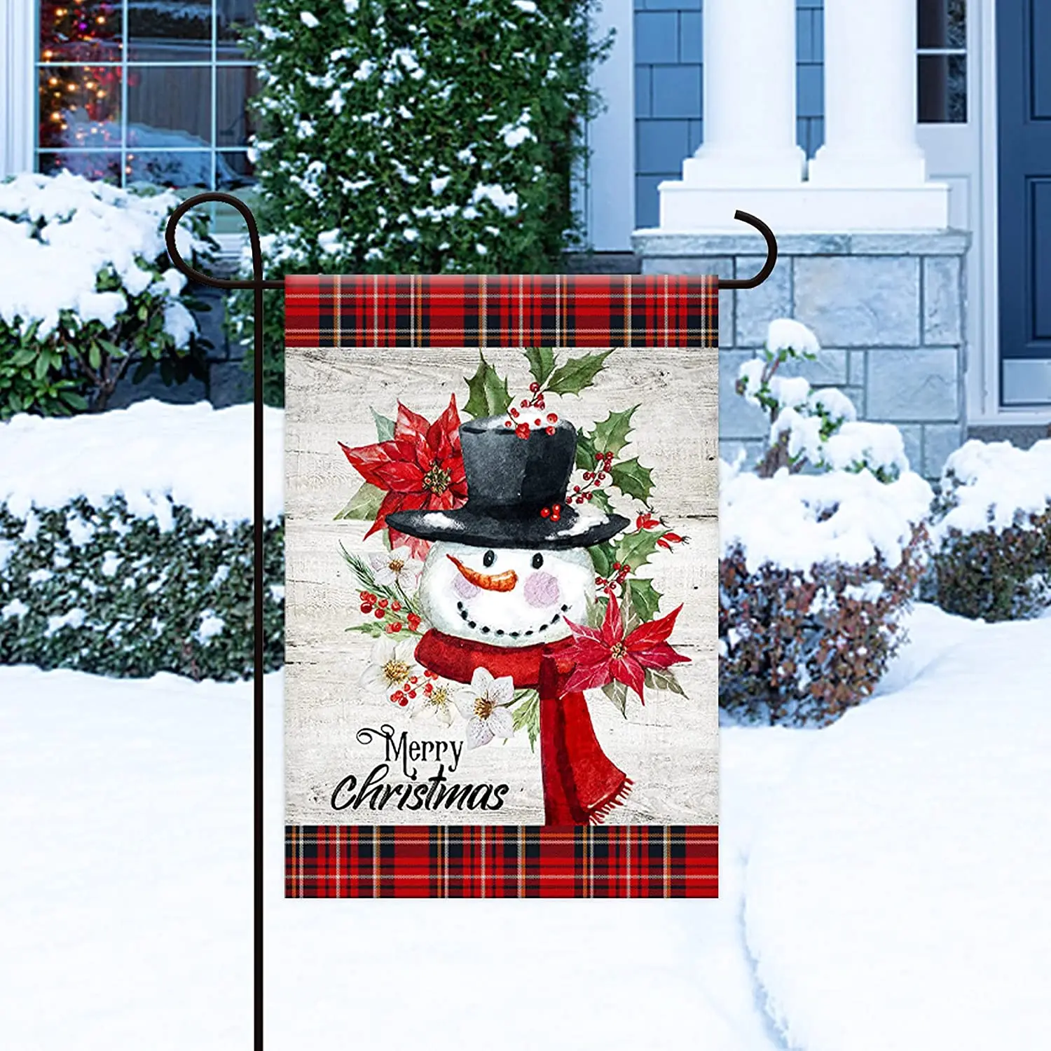 

Merry Christmas Holly Jolly Snowman Outdoor Yard Flag Decorative Winter Garden Flag Banner for Outside House Yard Home Decorativ