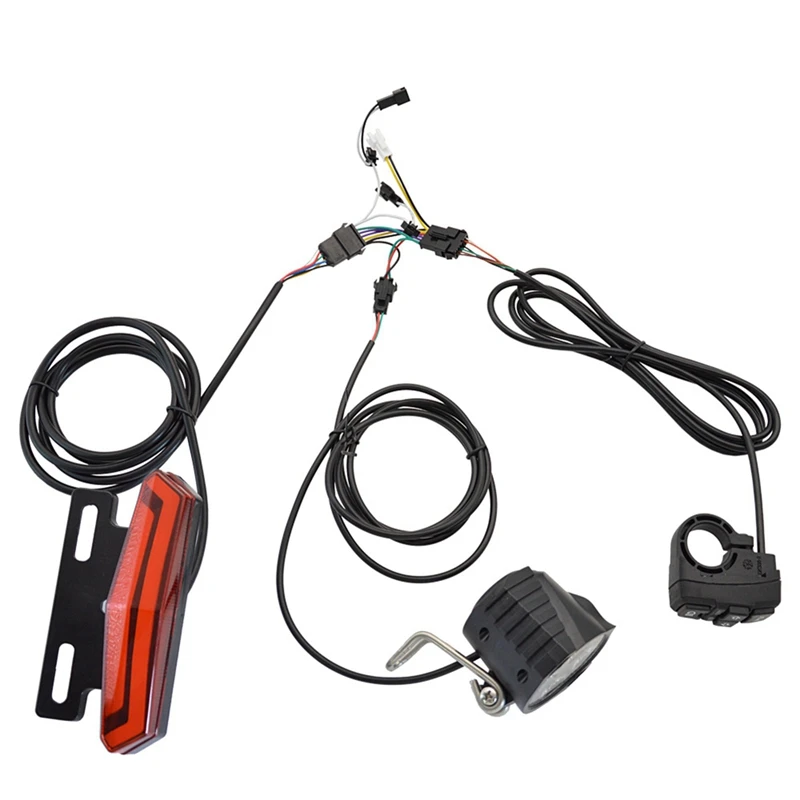

24-48V Ebike Rear LED Tail Light Safety Warning Lamp Stoplight For Electric Bicycle Waterproof Accessories SM Plug Night Cycling