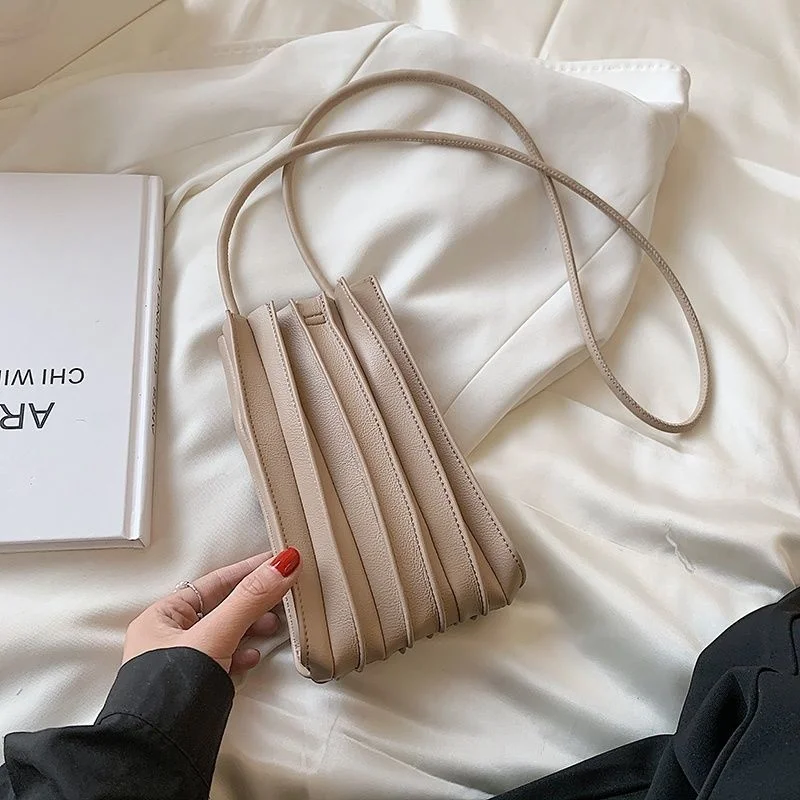 Wrinkle Accordion Mobile Phone Bag Mini Organ Bag Women's Bag Summer Versatile Messenger Bag Lady Outfit For Women Gril Cardcase