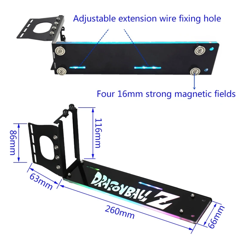 

F19E PCI-E Подставка для ПК, графические карты, вертикальная подставка, вертикальный кронштейн для графического процессора со светодиодной под...