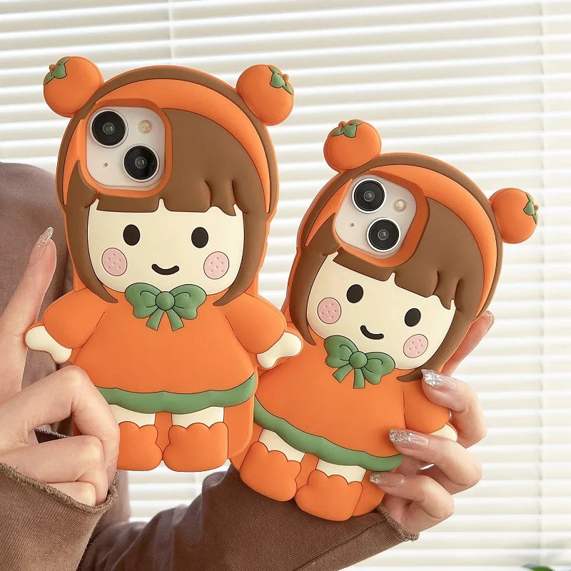 

Silicone Stereo Persimmon Girl Phone Case Cover for IPhone 14 Plus 11 12 13 14 Pro Max Shockproof Cases for IPhone 14 Case