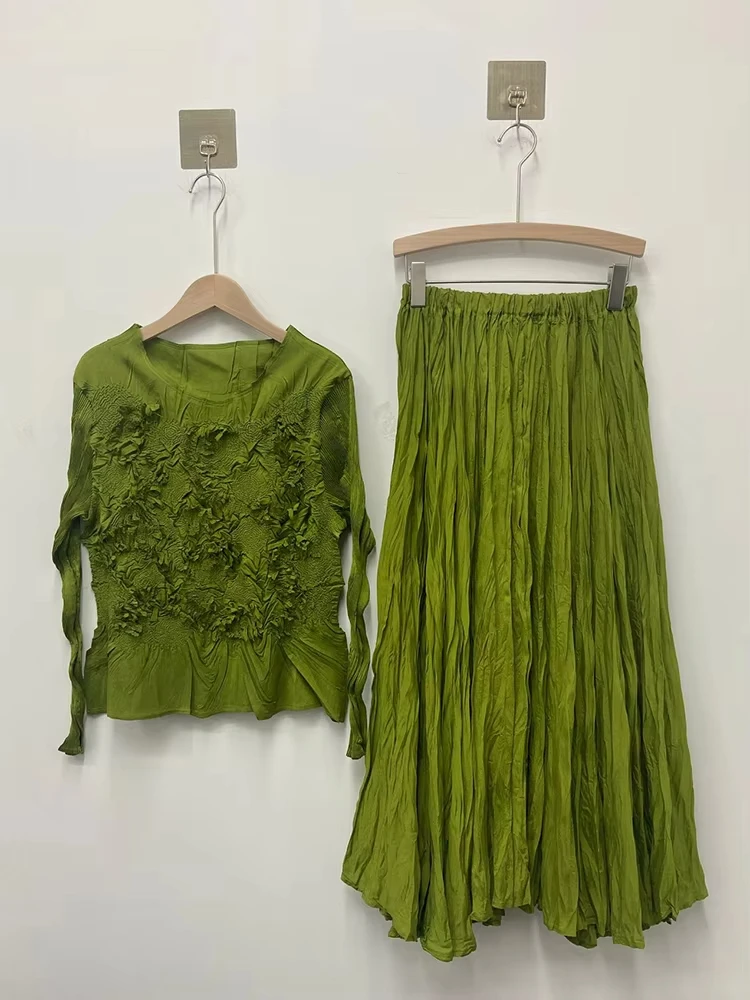 EGRM Miyake Плиссированный комплект из 2 предметов Нишевый дизайн Женские топы с