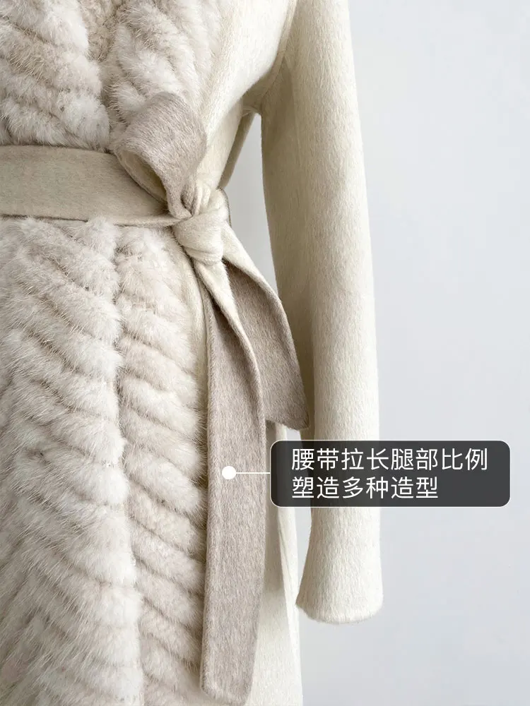 2023 шерстяной мех новый роскошный длинный Тренч из 100/100 натурального меха норки