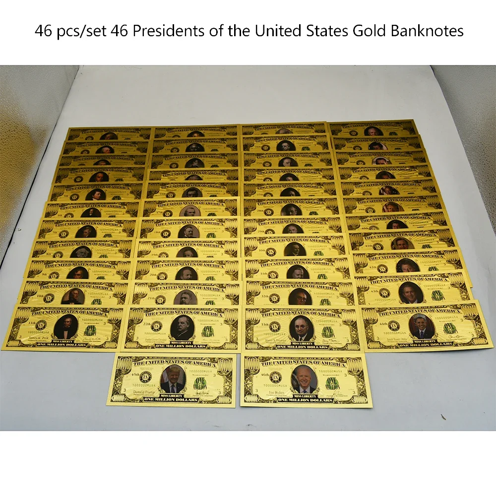 46 шт./компл. Соединенные Штаты президент Золотой банкнот Трамп биден Рузвельт