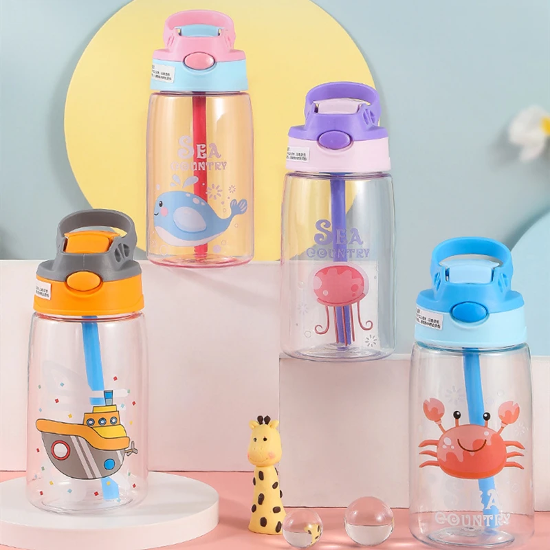 

480ml Kids Water Sippy Cup Cartoon Leakproof Water Bottles Outdoor Portable Baby Feeding Cups Travel Drink Mug Children's Cups