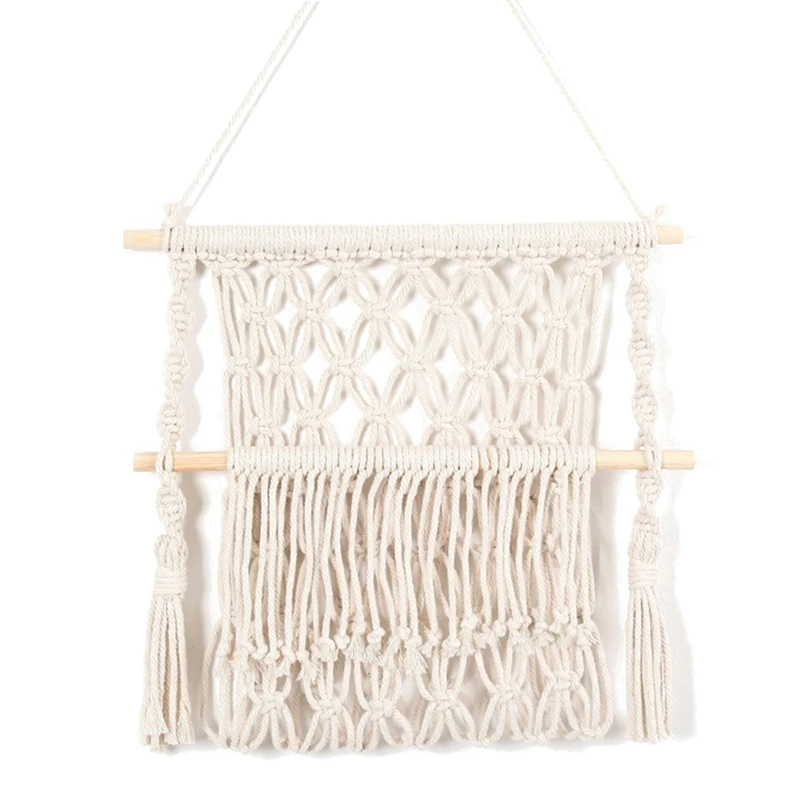 

Органайзер для хранения магазинов Macrame, настенный декоративный держатель для почтовых ключей, гобелен в стиле бохо, тканый держатель для кн...