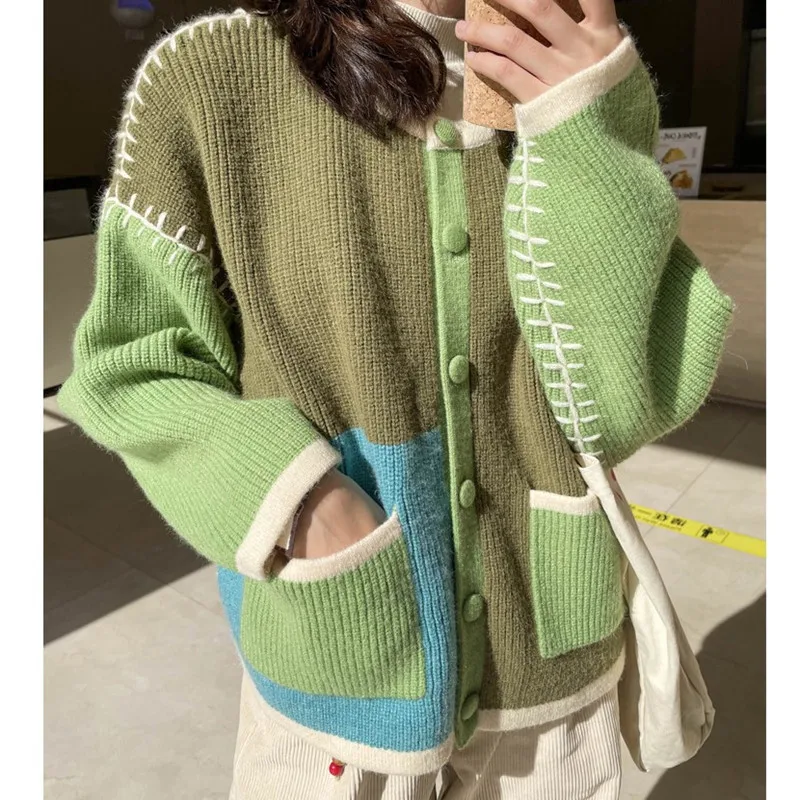 

2022 Autumn New Fashion Sweater Coat Women Loose Sexy Knitted Cardigan All-match Boutique Clothing Simple Style