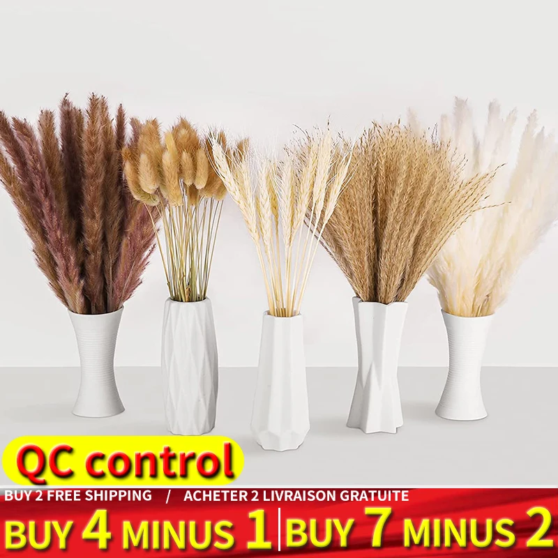 

Buy 4 Get 1 Free Natural Pampas Dried Flowers Rabbit Tail Grass Reed Dried Bouquet Wedding Party Decoration Plants