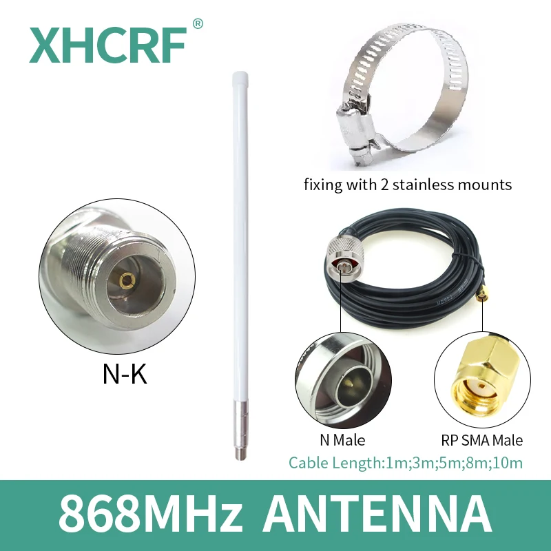 868 MHz Hotspot Antenna for Helium Miner 5dBi Outdoor LoRa 868MHz Fiberglass N Female Antenna for Lorawan 868M with Cable 3D-FB