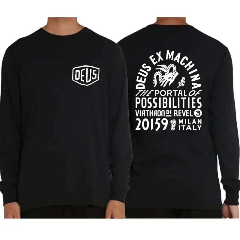 Y2K DEUS EX MACHINA модная футболка с длинными рукавами и буквенным принтом для мужчин