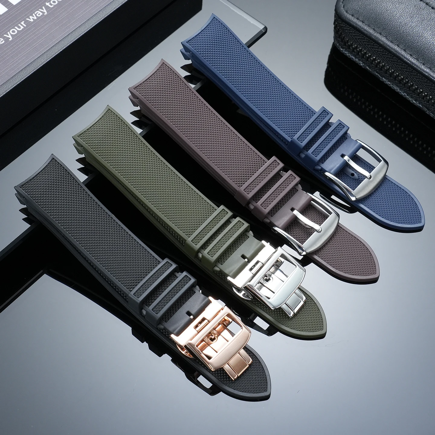 Фото Ремешок для часов Jaeger LeCoultre серии Beichen Q9068670/Q9066881, изогнутый, 21 мм, из фторкаучука, для Longines Kangkas. №2