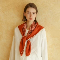 free shipping sweden brand tote stripe simple orange color design 100 silk square scarves with luxury women scarf