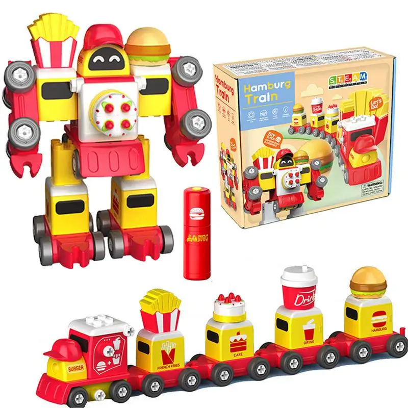 

STEM Robot Kids Robotics Building Kits Robot Train Set Toys Screwdriver Design Flexible Joints Improve Hand-Eye Coordination