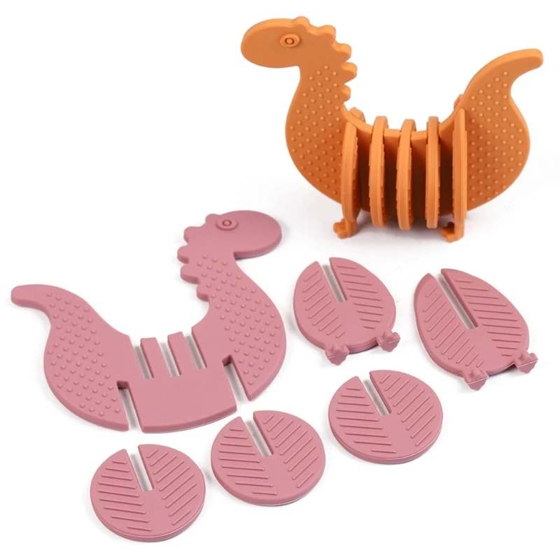 

Dinosaur Sensory-Chew Teether Playing Toy for Girls&Boys Food Grade Silicone Chewy Teether for Kids- Teething Biting