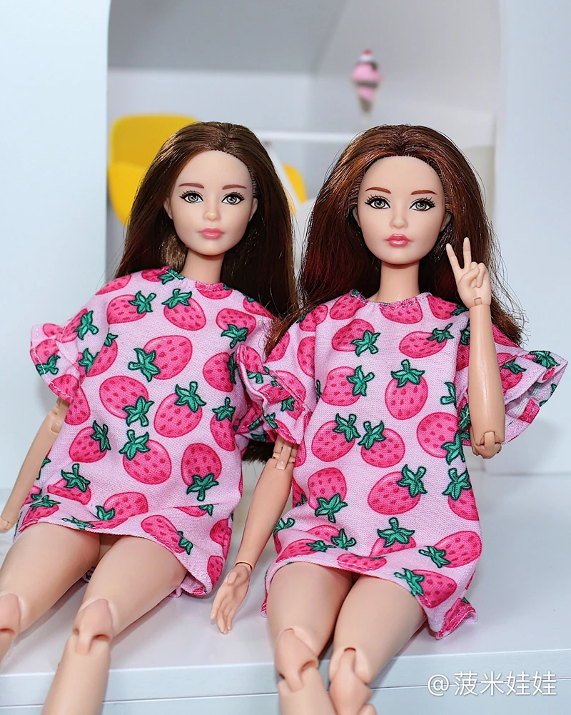 

strawberry dress princess skirt clothing outfit For 1/6 BJD Xinyi FR ST Barbie Doll / 30cm doll clothes