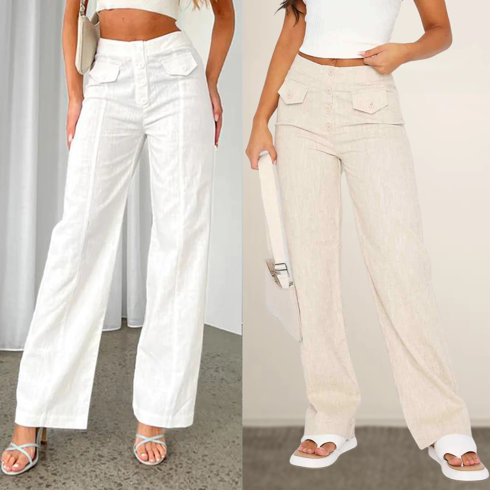 

Брюки женские прямые однотонные с завышенной талией, на молнии