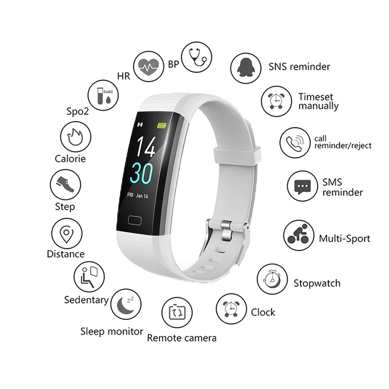 

S5 Smart Bracelet Sports Fitness Tracker Pedometer Men Women Kids Digital Smartwatch Heart Rate Health Monitor For Android IOS