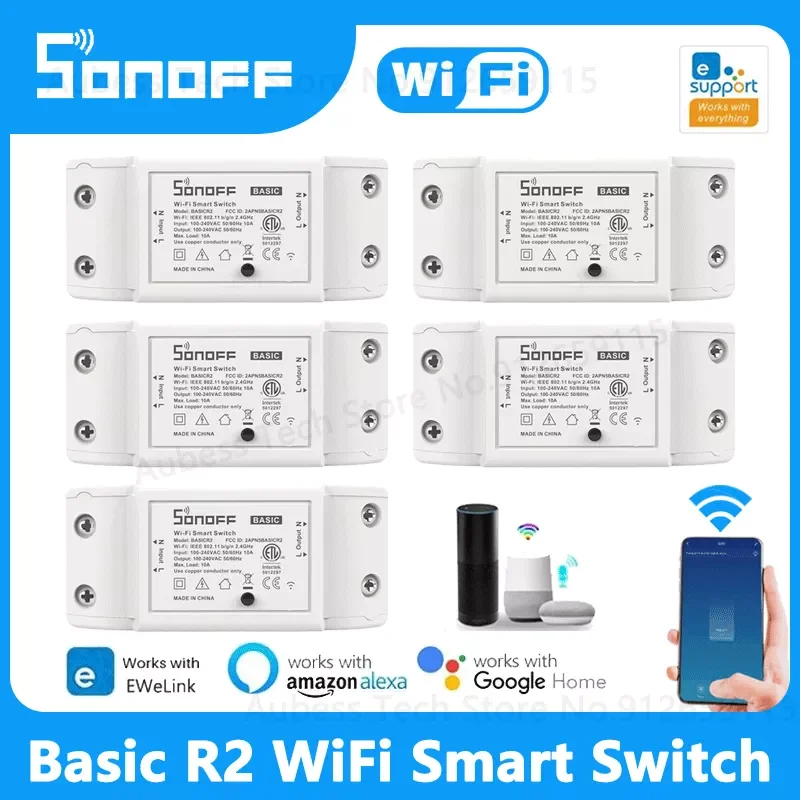 

NEW eWeLink WiFi R2 10A Smart Home Automation DIY Breaker Light Relay Module For Alexa Assistant
