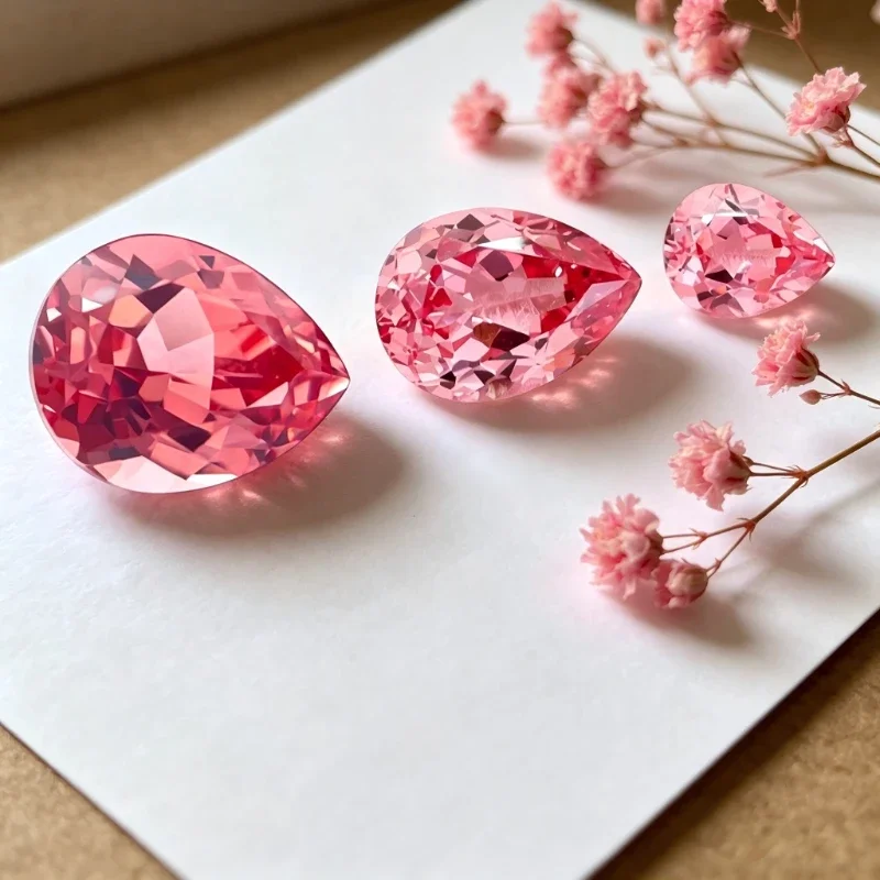 Лабораторный изолированный гранат Padparadscha красного цвета, грушевидной формы, с сертификатом (art.: 3920db90bbaea) - 3920db90bbaea