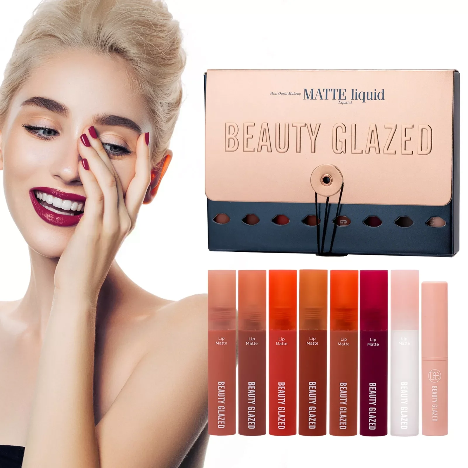 

NEW2023 Liquid Lipstick Set 8pcs Lipstick Makeup Kit Lip Balm And Lipstick Set Including 6 Matte Lip Glosses 1 Lip Oil And 1 Lip