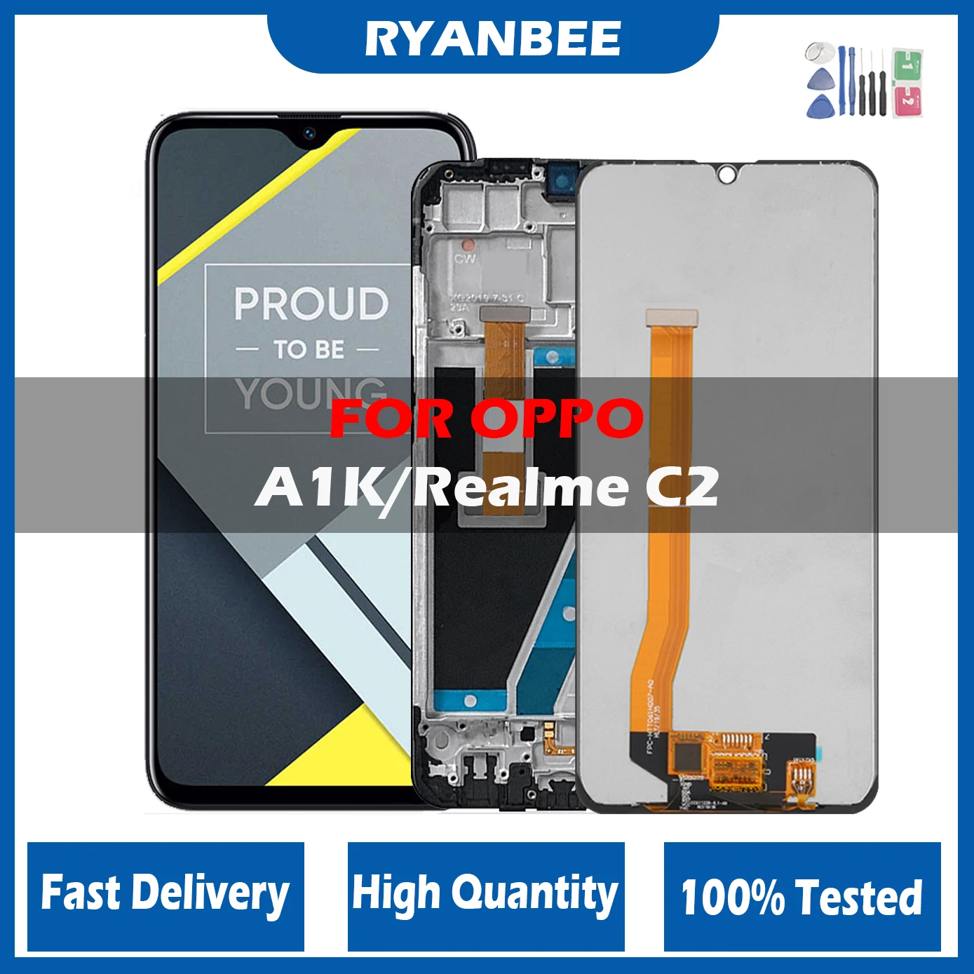 ЖК-дисплей 6,1 дюйма для OPPO Realme C2, rmxрабочей поверхности, детали для замены ЖК-дисплея для OPPO A1K, CPH1923