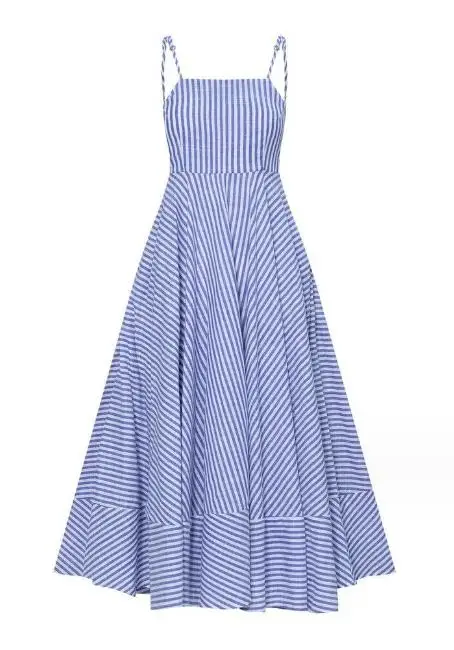 

Женское платье на бретельках без рукавов, элегантное милое Плиссированное летнее платье в полоску с принтом на талии, 2023
