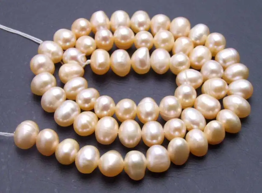 

Qingmos 6-7mm Round Natural Freshwater Pink Pearl Loose Beads for Jewelry Making DIY Necklace Bracelet Earring Loose Strands 14"