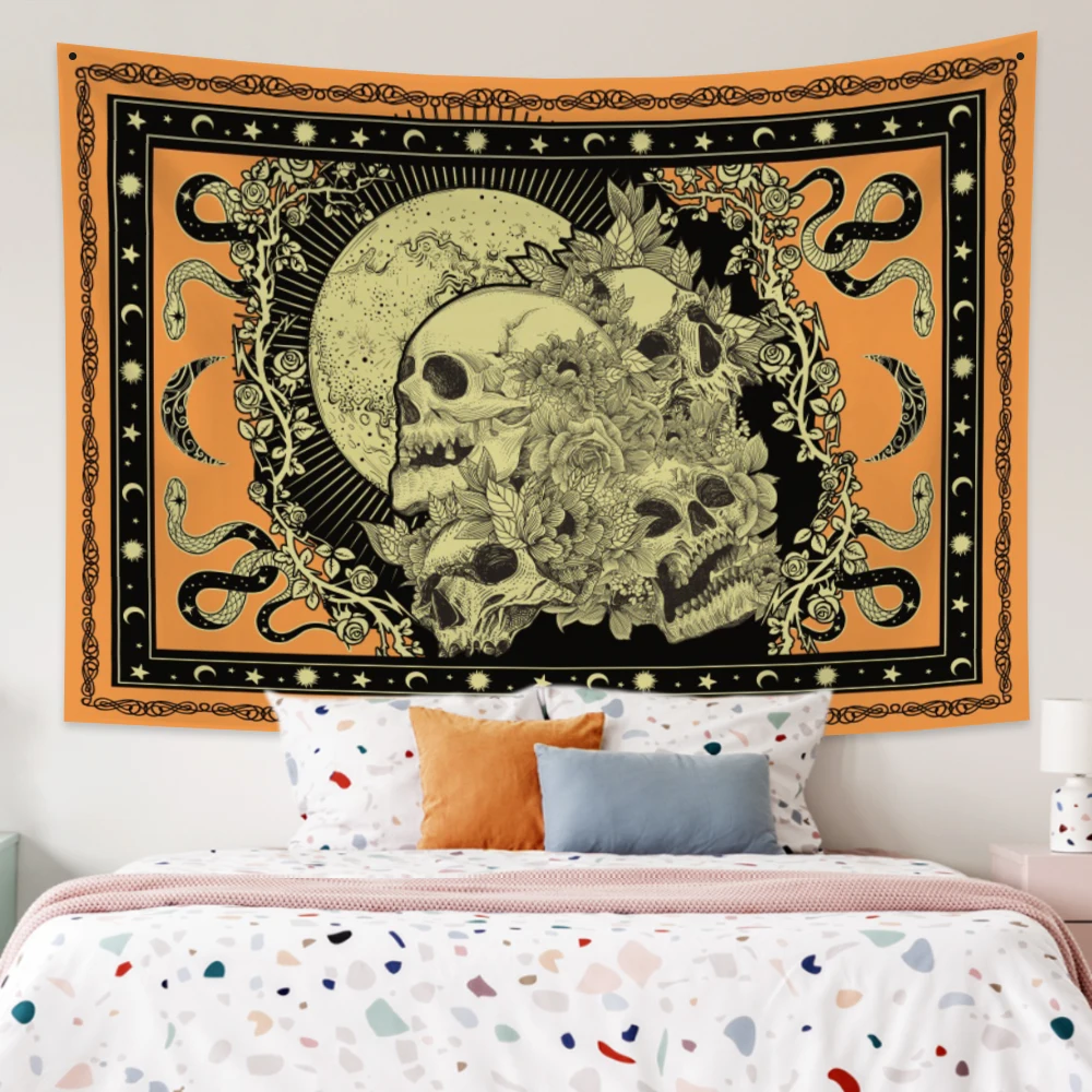 

Witchcraft Skull Snake Tapestry Boho Hippie Aesthetic Trippy Wall Hanging Divination Bedroom Living Room College Dorm Home Decor