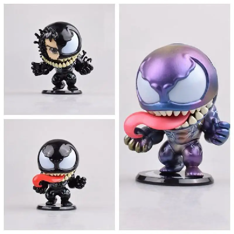 

New 11cm Cute Marvel Venom Eddie Brock Qversion Shaking His Head Doll Children's Toy Desktop Ornaments Creative Car Decoration