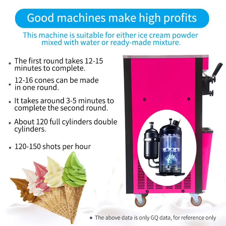 110V 220V 18 ~ 22L/H экономичная Коммерческая Машина для мороженого с тремя топами 2 + 1