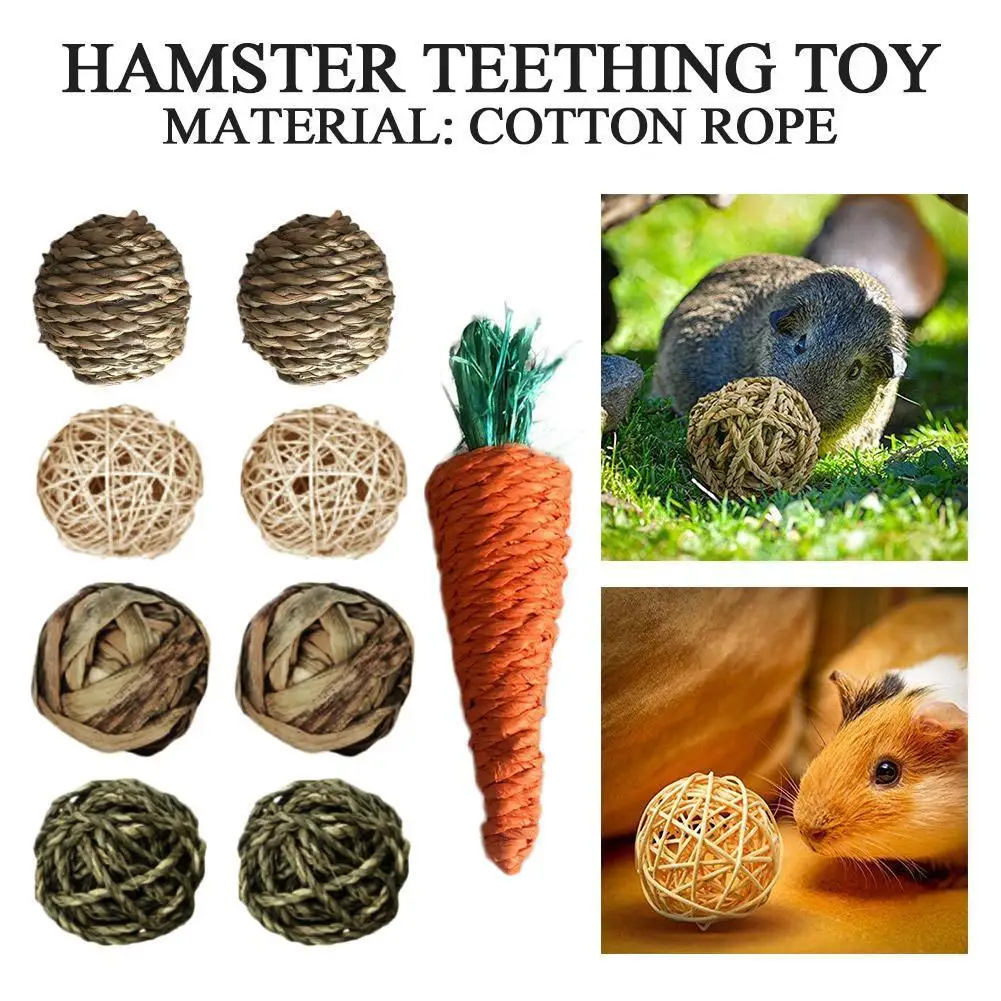 

Small Animal Chew Toys Bundle Kit For Rabbit Bunny Hamster Chinchillas Tooth Cleaning Molar Grinding Toys Pet Accessories V7T2